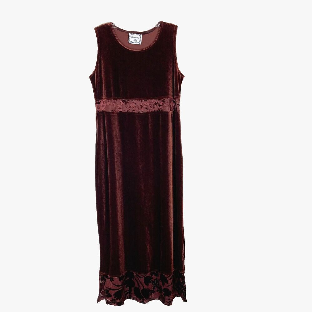 Dressing Clio Petites Maxi Dress Size PM Brown Velvet Lace Boho Party Vintage